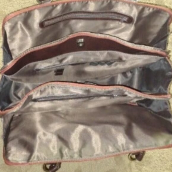 M.C. Laptop Tote & Briefcase ~ Brown Croc w/Silver Accents ~ Multi-Pocket, Lined - Picture 10 of 12